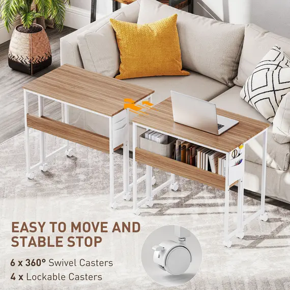 Buy 80 cm Drop Leaf Writing Work Desk - Natural Wood Finish, 6 image