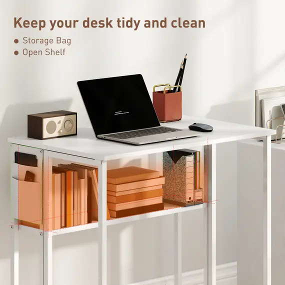 Buy 80 cm Drop Leaf Writing Work Desk - White, 5 image