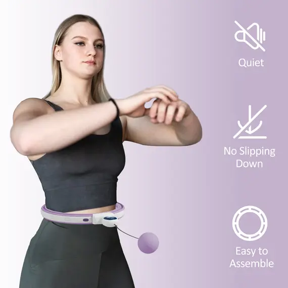 Buy Smart Weighted Hula Hoop, Massage Hula Ring w/ 16 Detachable Knots, 360° Auto-Rotating Ball, Digital Counter, Purple, 7 image