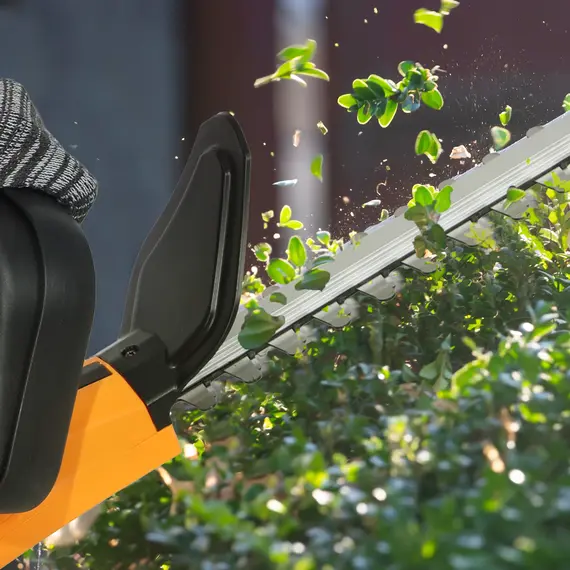 Buy O20" Cordless Hedge Trimmer, 18V Electric Hedge Cutter with 51cm Dual Action Blade, 2 x 4000mAh Batteries and Brushless Motor for Garden Branches, Shrubs, Twigs, Orange, 8 image