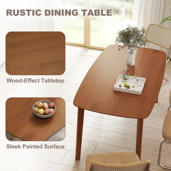 Buy Pine Wood Rectangular Dining Table - Light Brown, 7 image