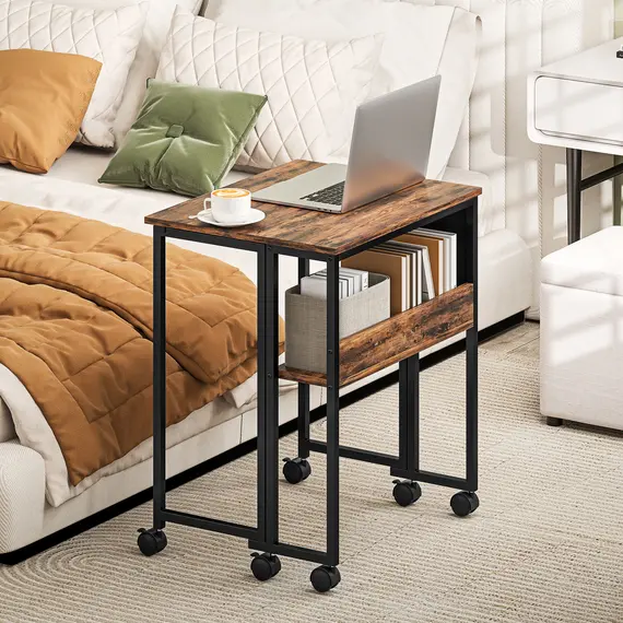 Buy 63 cm Drop Leaf Writing Work Desk - Rustic Brown, 7 image