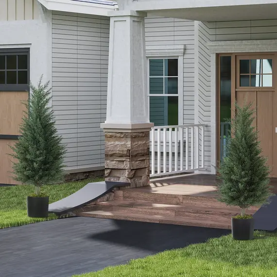 Buy Artificial Cypress Tree, 90 cm Fake Cypress Tree with Plastic Pots, UV-Resistant Faux Plants for Garden Front Porch Decoration, 2 Pack, 9 image