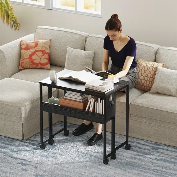 Buy 80 cm Drop Leaf Writing Work Desk - Black, 2 image