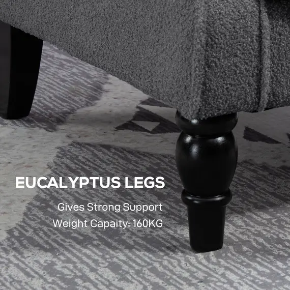 Buy Teddy Fleece Retro Wingback Chair - Grey, 7 image