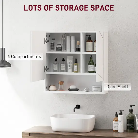 Buy Wall Mounted Bathroom Storage Cupboard - White, 4 image