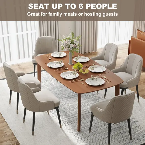 Buy Pine Wood Rectangular Dining Table - Light Brown, 4 image