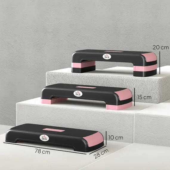Buy Aerobic Step with 3-Level Adjustable Heights for Home, Office Exercise, Black and Pink, 3 image