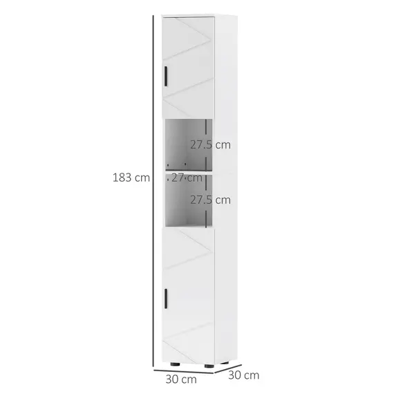 Buy Line Embossed Tall Bathroom Storage Cabinet - White, 3 image