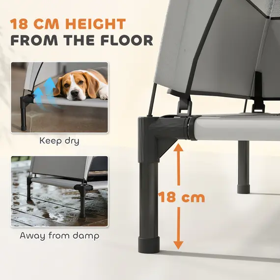 Buy PawHut Portable Elevated Dog Bed with Removable Canopy, Cooling Raised Pet Cot for Small Medium Dogs, 76 x 61 x 70 cm, 5 image
