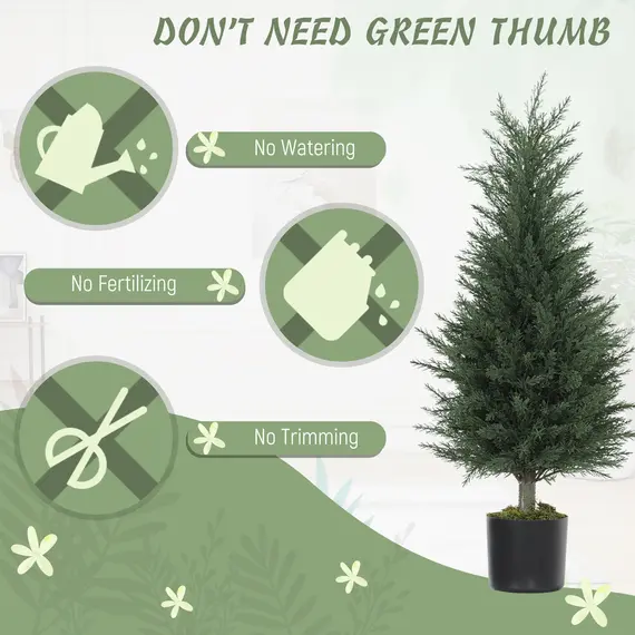Buy Artificial Cypress Tree, 90 cm Fake Cypress Tree with Plastic Pots, UV-Resistant Faux Plants for Garden Front Porch Decoration, 2 Pack, 5 image