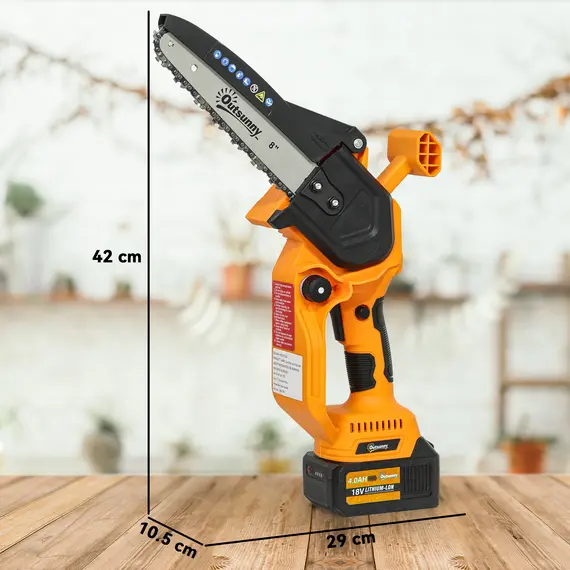 Buy Mini Pruning Saw Cordless, 8 Inch Electric Pruning Saw with 2 x 4000mAh Batteries, Brushless Motor and Safety Lock for Tree Trimming, Garden, Wood Cutting, Orange, 3 image