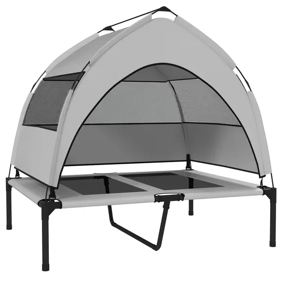 Buy PawHut Portable Elevated Dog Bed with Removable Canopy, Cooling Raised Pet Cot for Medium Large Dogs, 92 x 75 x 89 cm
