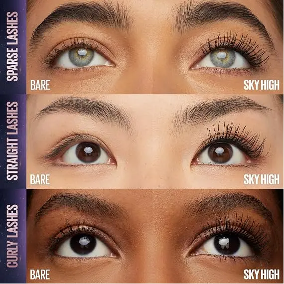 Buy Maybelline Mascara, Lash Sensational Sky High Volumizing & Thickening, Eyelash Lengthening, Flake-Free Formula, Washable Mascara Infused with Bamboo Extract, Full Volume Mascara, Colour: Black, 5 image