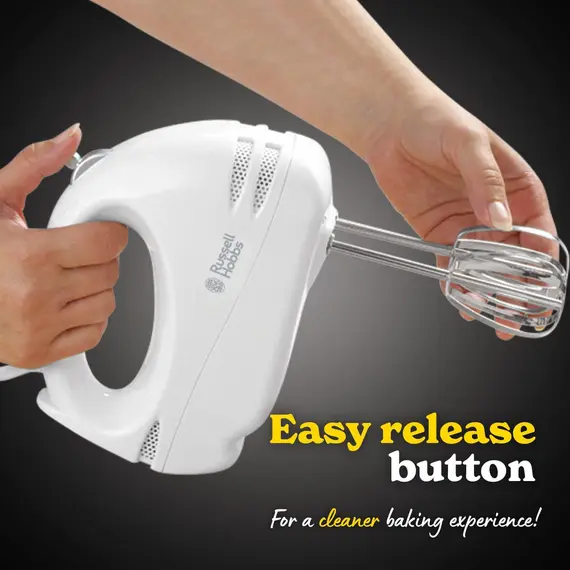 Buy Russell Hobbs Food Collection Electric Hand Mixer with 6 Speeds, Easy Release Button, Fingertip Speed Control, Chrome Beaters, 125W, 4 image