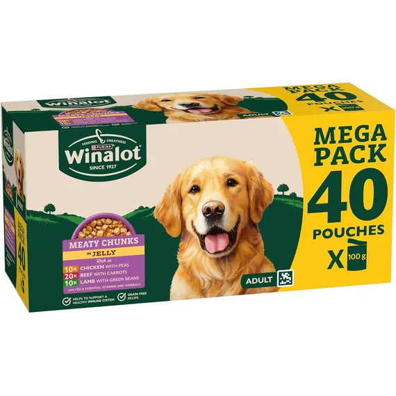 Buy WINALOT Meaty Chunks Mixed in Jelly Wet Dog Food 40x100g, 2 image