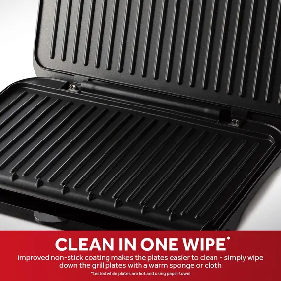 Buy George Foreman Large Electric Fit Grill [Non stick, Healthy, Griddle, Toastie, Hot plate, Panini, BBQ, Energy saving, Vertical storage, Easy clean, Drip tray, Ready to cook light] Black, 2400W 25820, 3 image