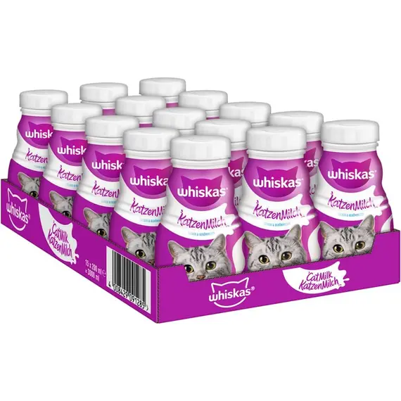 Buy Whiskas Cat Milk 15 x 200 ml bottles, Complementary Cat Food for Kittens over aged 6 weeks, 4 image