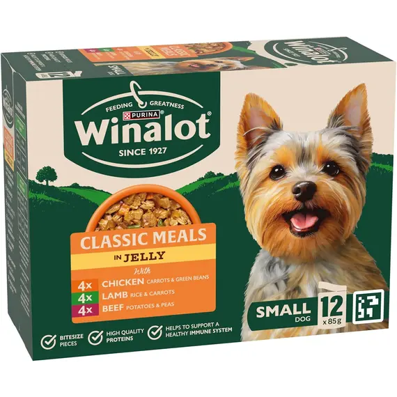 Buy WINALOT Meaty Chunks Small Dog Mixed in Jelly Wet Dog Food Pouches 12x85g (Pack of 4), 2 image