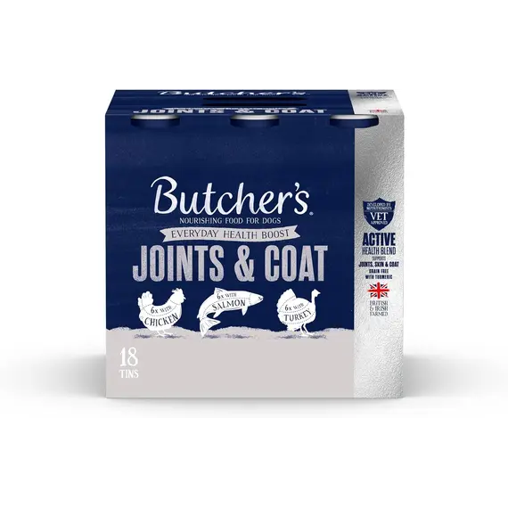 Buy Butcher's Complete Wet Can Adult Dog Food Joint & Coat Pack 18x390g | Complete & Balanced - British & Irish Farmed - Joint Support - Contains Chicken, Salmon & Turkey Recipes, 2 image