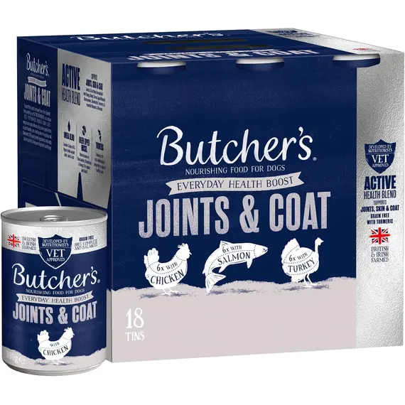 Buy Butcher's Complete Wet Can Adult Dog Food Joint & Coat Pack 18x390g | Complete & Balanced - British & Irish Farmed - Joint Support - Contains Chicken, Salmon & Turkey Recipes, 5 image