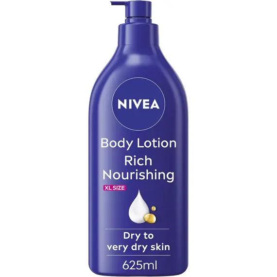 Buy NIVEA Rich Nourishing Body Lotion (625ml), Rich 72H Hydration Moisturiser for Dry Skin Made with Deep Moisture Serum and Almond Oil, Extra Large NIVEA Body Lotion