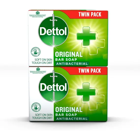 Buy Dettol Soap, Original Antibacterial Bar, 2 Pack (100g x 2) Disinfectant, Soft on Skin, Tough on Dirt, Suitable for Everyday Use, Contains Skins Moisturising Agents, Kills 99.9 Percent of bacteria