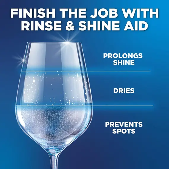 Buy Finish Dishwasher Rinse & Shine Aid, Lemon, 400ml, Ultimate Clean & Diamond Shine, Glass Protection, Spot Prevention, Better Drying vs Finish Detergent Alone | Speeds up the drying process, Glass protection, Prolongs shines, Waterspot prevention, Delivers, 4 image