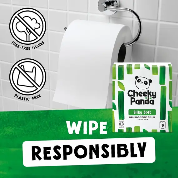 Buy The Cheeky Panda Bamboo Toilet Paper – 9 Rolls of Toilet Paper | Plastic Free Packaging and Sustainable Toilet Tissue | 100% Compostable, 6 image
