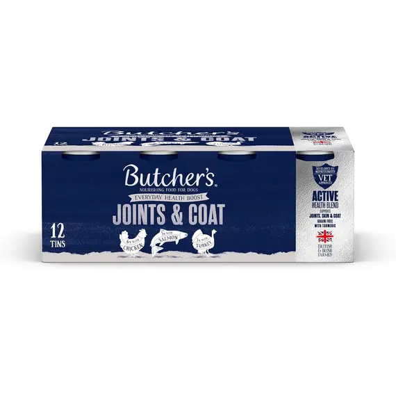 Buy Butcher's Complete Wet Can Adult Dog Food Joint & Coat Pack 12x390g | Complete & Balanced - British & Irish Farmed - Joint Support - Contains Chicken, Salmon & Turkey Recipes, 2 image