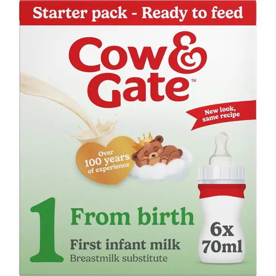 Buy Cow & Gate 1 First Baby Milk Liquid Formula Starter Pack From Birth, 6x70ml | Ready to use baby milk formula liquid