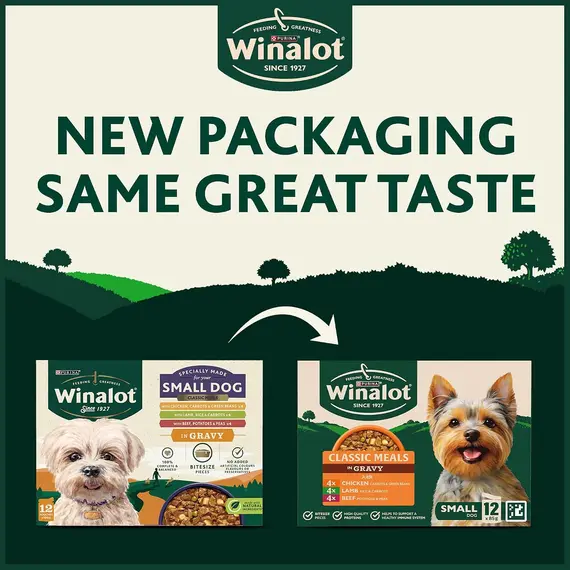 Buy WINALOT Meaty Chunks Small Dog Mixed in Gravy Wet Dog Food 12x85g Pouches (Pack of 4), 6 image