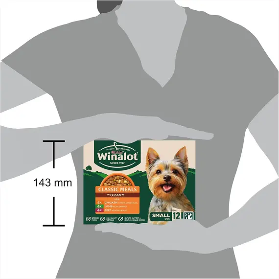 Buy WINALOT Meaty Chunks Small Dog Mixed in Gravy Wet Dog Food 12x85g Pouches (Pack of 4), 8 image
