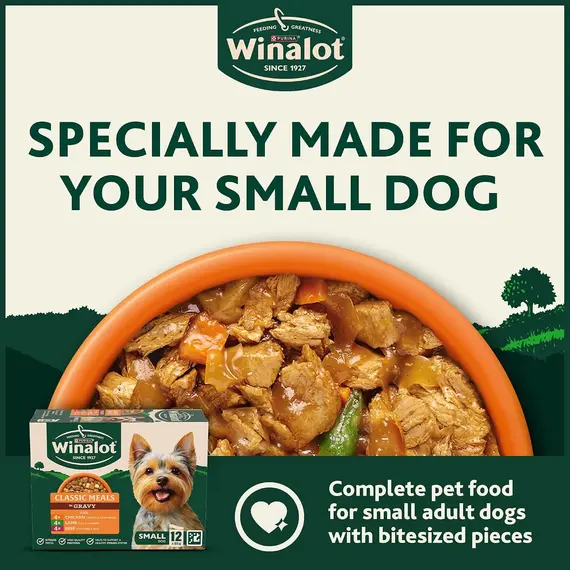 Buy WINALOT Meaty Chunks Small Dog Mixed in Gravy Wet Dog Food 12x85g Pouches (Pack of 4), 3 image