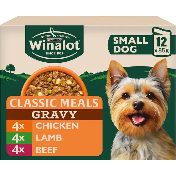 Buy WINALOT Meaty Chunks Small Dog Mixed in Gravy Wet Dog Food 12x85g Pouches (Pack of 4)