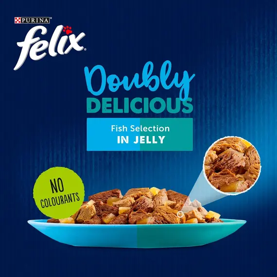Buy FELIX Doubly Delicious Fish Selection in Jelly Wet Cat Food 12x85g (Pack of 4), 4 image