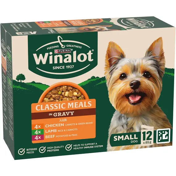 Buy WINALOT Meaty Chunks Small Dog Mixed in Gravy Wet Dog Food 12x85g Pouches (Pack of 4), 2 image