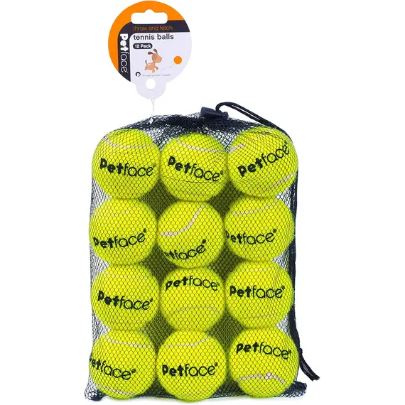Buy Petface Super Tennis Balls For Dogs, Throw and Fetch, Outdoor Exercise (Pack of 12) | Pet-Friendly, Non-Toxic Natural Rubber, Waterproof, Durable, Lightweight Design for Outdoor Fun