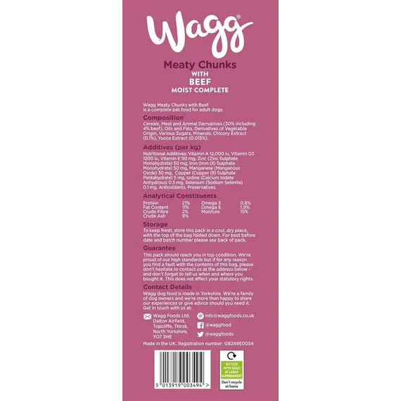 Buy Wagg Meaty Chunks Complete Dry Adult Dog Food Beef 2.5kg (Pack of 4) | Meaty & Delicious - 100% Balanced with Natural Ingredients - Supports Digestive Health, 5 image