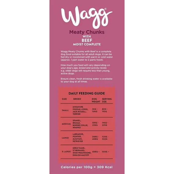 Buy Wagg Meaty Chunks Complete Dry Adult Dog Food Beef 2.5kg (Pack of 4) | Meaty & Delicious - 100% Balanced with Natural Ingredients - Supports Digestive Health, 4 image