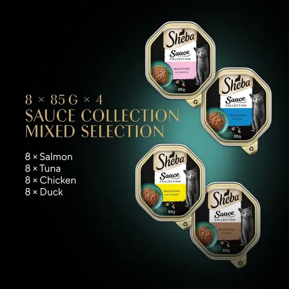Buy SHEBA Sauce Lover Cat Food Trays Mixed Collection 32 x 85 g, 8 image