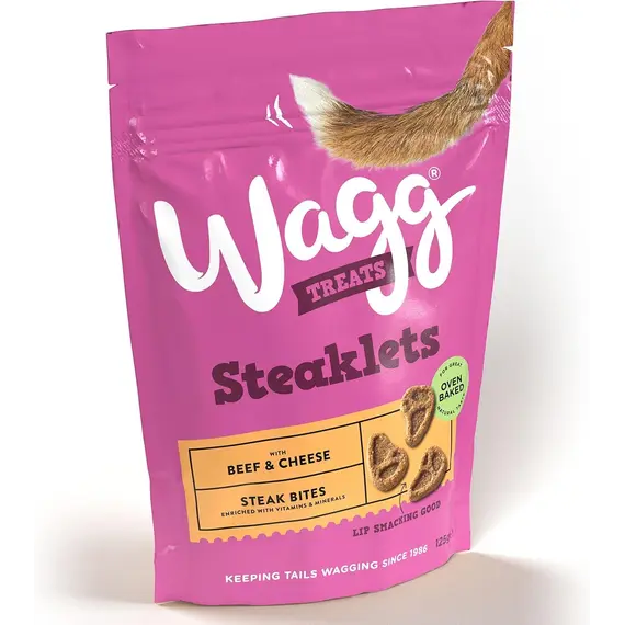 Buy Wagg Steaklets Steak Bites Beef & Cheese Dog Treats 125g (Pack of 7) | Oven Baked Treats - Enriched with Extra Vitamins & Minerals - Oven Baked to Lock in Flavour & Nutrition, 4 image