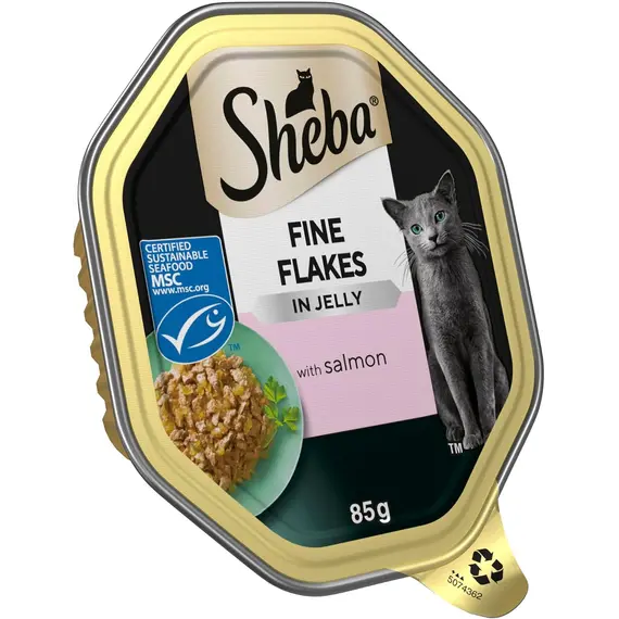 Buy Sheba Fine Flakes Cat Food Tray with Salmon in Jelly 2x11x85g, 3 image