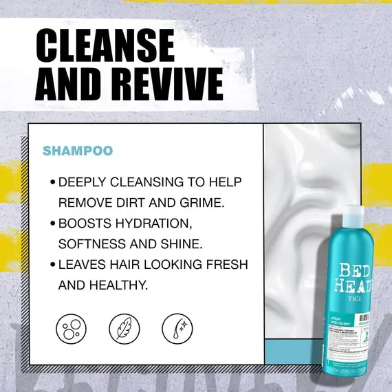 Buy Bed Head by TIGI Recovery Shampoo & Conditioner Set, 2x 750ml Deep Moisture for Dry & Heat Damaged Hair, Salon-Pro Hydrating Treatment to Control Frizz & Colour Protection, 4 image