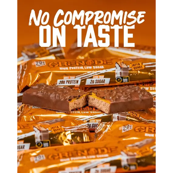 Buy Grenade Jaffa Quake Protein Bars, 12 x 60 g High Protein, Low Sugar Bars, Over 20 g Protein & 1.4 g Sugar, Soft Chocolate Flavoured Nougat with Orange Caramel, 6 image