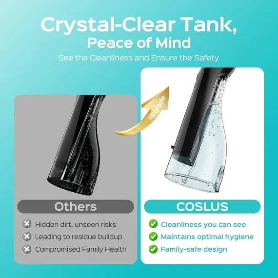 Buy COSLUS Water Dental Flosser for Teeth Cordless: Portable Oral Irrigator 300ML 5 Jet Tips Rechargeable Tooth Flosser Teeth Braces Pick IPX7 Waterproof Irrigation Cleaner for Travel Home, 5 image