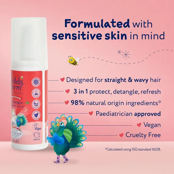 Buy Childs Farm Tangle Taming Hair Detangler Spray, Heat Styling Protector, Strawberry and Mint, Children, Kids, 100ml, 6 image