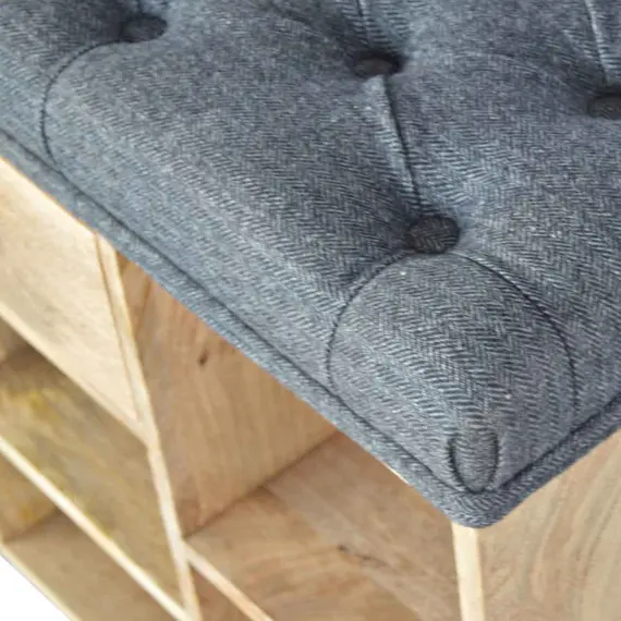 Buy Black Tweed 1 Drawer Bench, 9 image