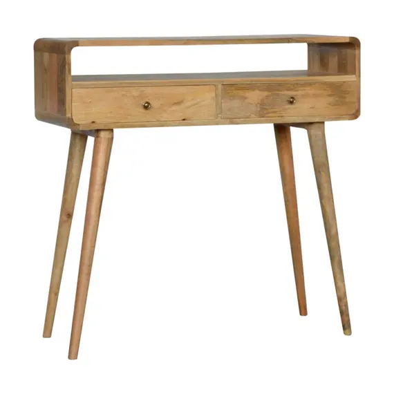 Buy Curved Oak-ish Console Table, 2 image