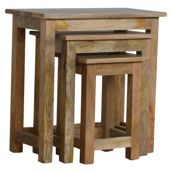 Buy Country Solid Wood Stool Set of 3, 10 image